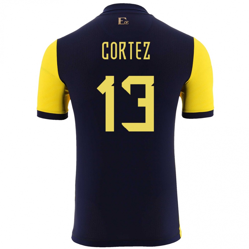 Niño Fútbol Camiseta Ecuador Steven Cortez #13 Amarillo 1ª Equipación 24-26 Argentina