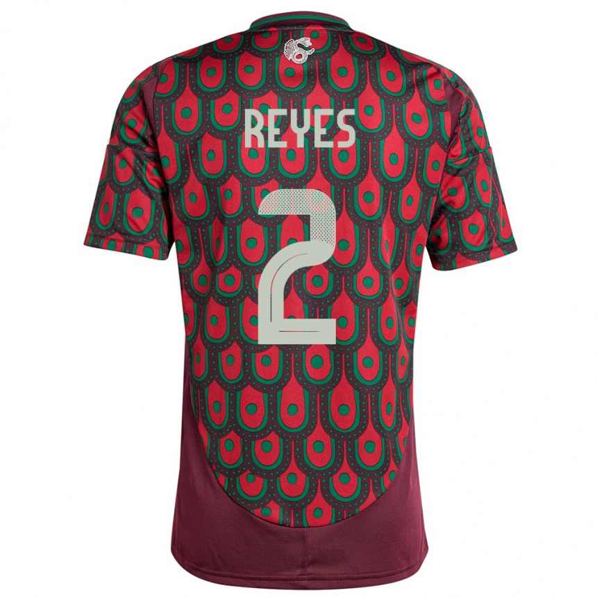 Niño Fútbol Camiseta México Luis Reyes #2 Granate 1ª Equipación 24-26 Argentina