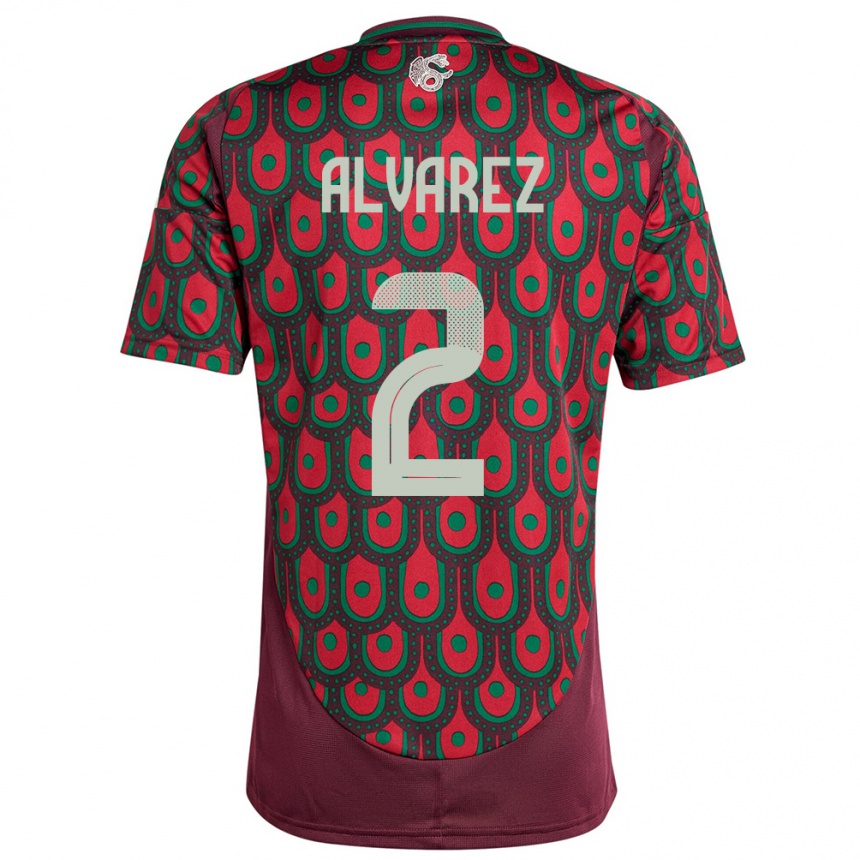 Niño Fútbol Camiseta México Kevin Alvarez #2 Granate 1ª Equipación 24-26 Argentina