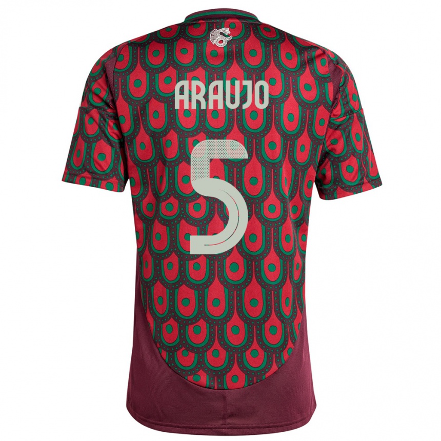 Niño Fútbol Camiseta México Julian Araujo #5 Granate 1ª Equipación 24-26 Argentina