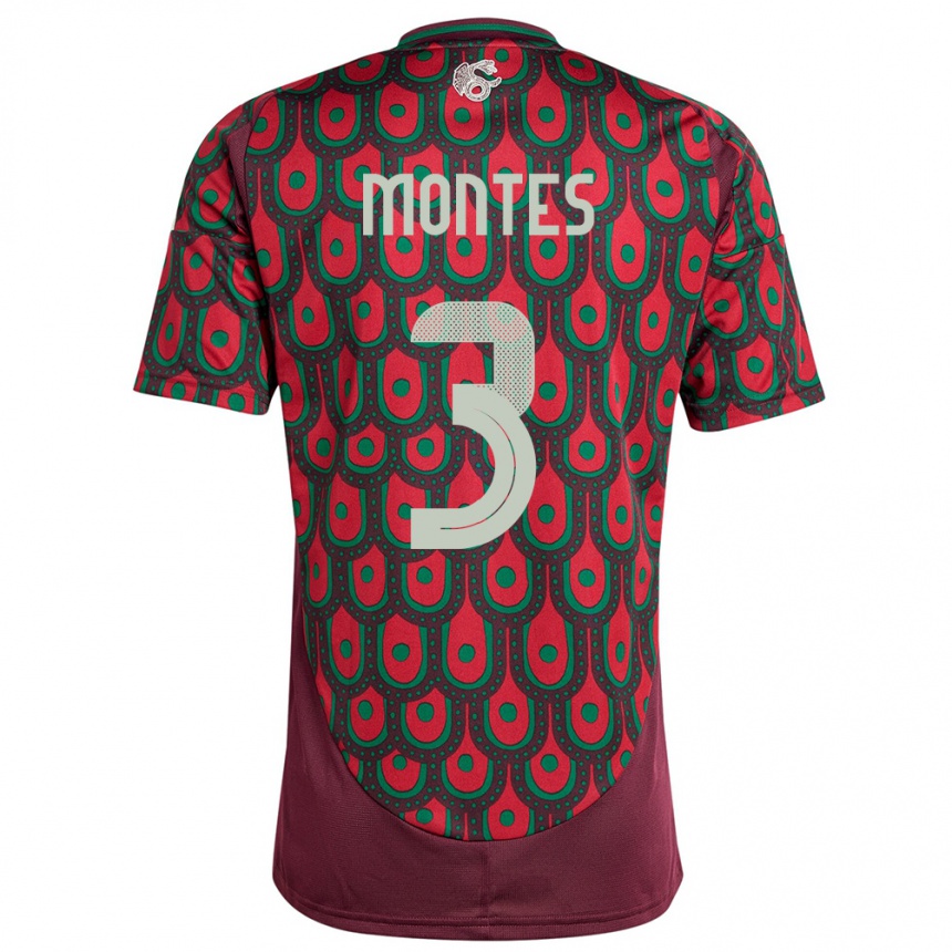 Niño Fútbol Camiseta México Cesar Montes #3 Granate 1ª Equipación 24-26 Argentina