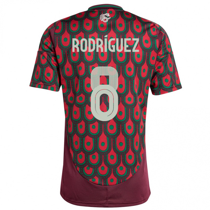 Niño Fútbol Camiseta México Carlos Rodriguez #8 Granate 1ª Equipación 24-26 Argentina