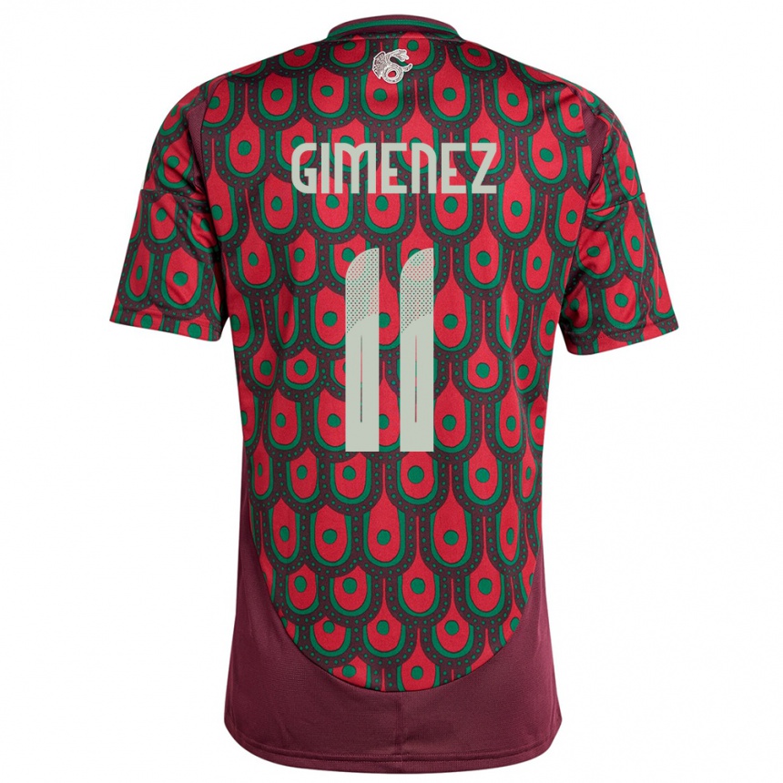 Niño Fútbol Camiseta México Santiago Gimenez #11 Granate 1ª Equipación 24-26 Argentina