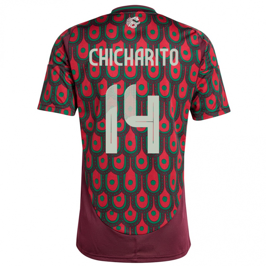 Niño Fútbol Camiseta México Chicharito #14 Granate 1ª Equipación 24-26 Argentina