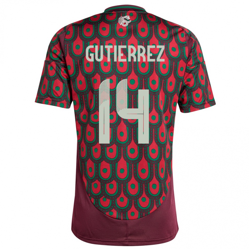 Niño Fútbol Camiseta México Erick Gutierrez #14 Granate 1ª Equipación 24-26 Argentina