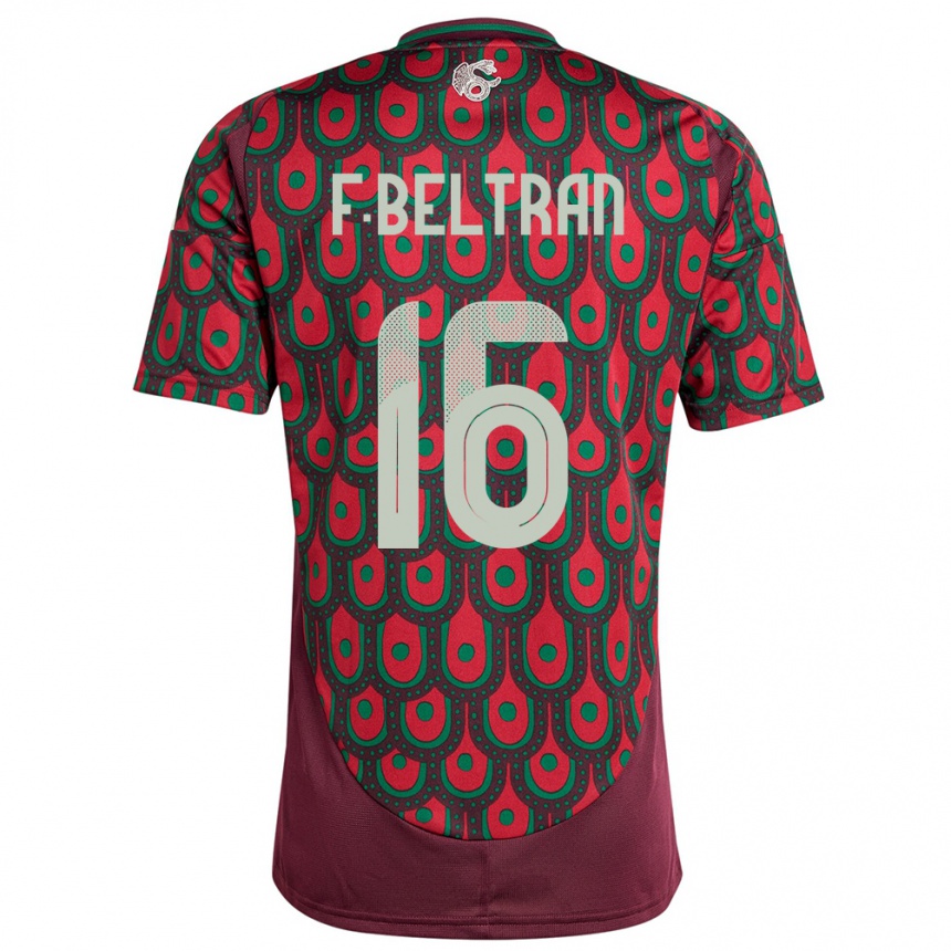 Niño Fútbol Camiseta México Fernando Beltran #16 Granate 1ª Equipación 24-26 Argentina