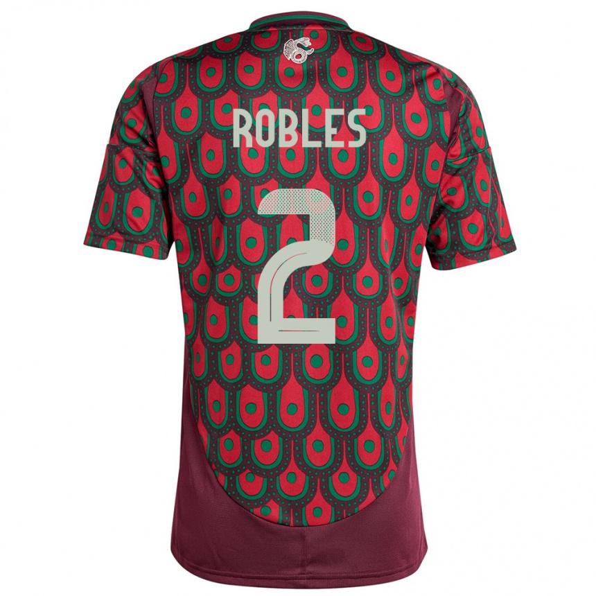 Niño Fútbol Camiseta México Kenti Robles #2 Granate 1ª Equipación 24-26 Argentina