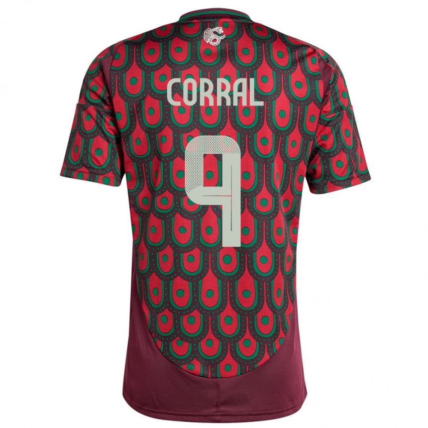 Niño Fútbol Camiseta México Charlyn Corral #9 Granate 1ª Equipación 24-26 Argentina