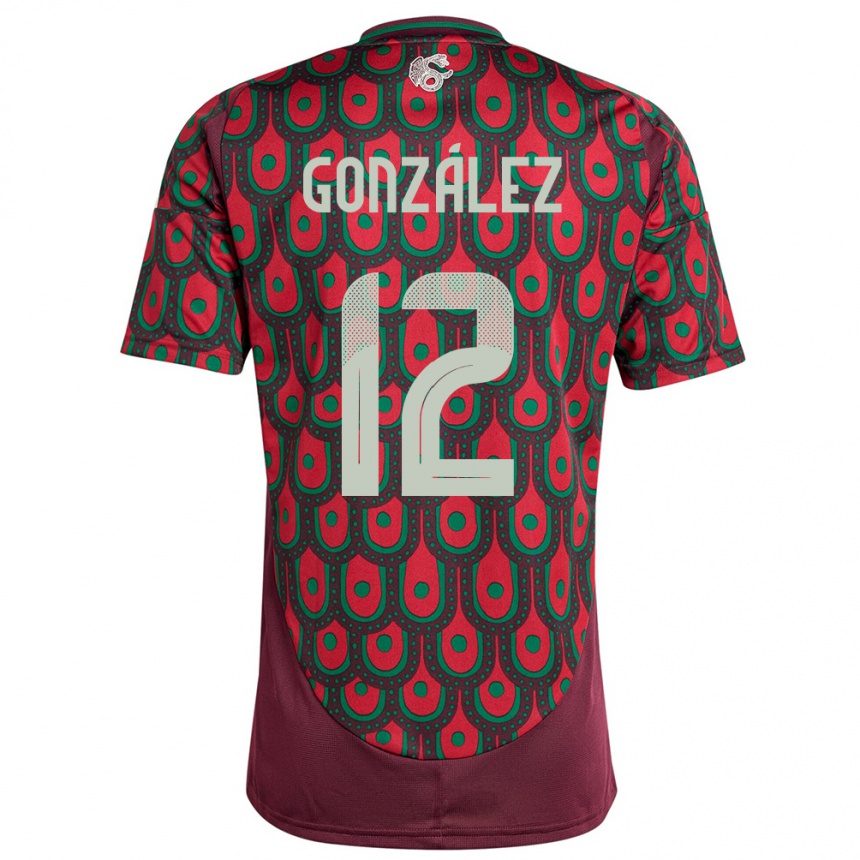 Niño Fútbol Camiseta México Itzel Gonzalez #12 Granate 1ª Equipación 24-26 Argentina