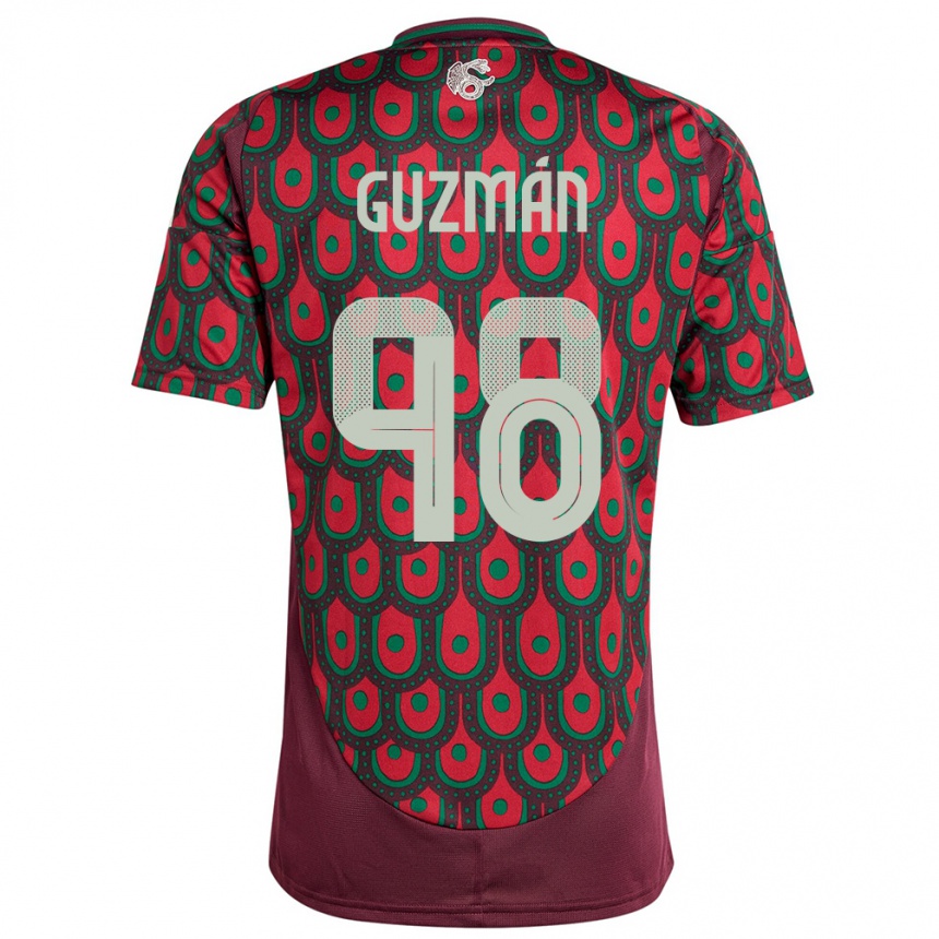 Niño Fútbol Camiseta México Kinberly Guzman #98 Granate 1ª Equipación 24-26 Argentina