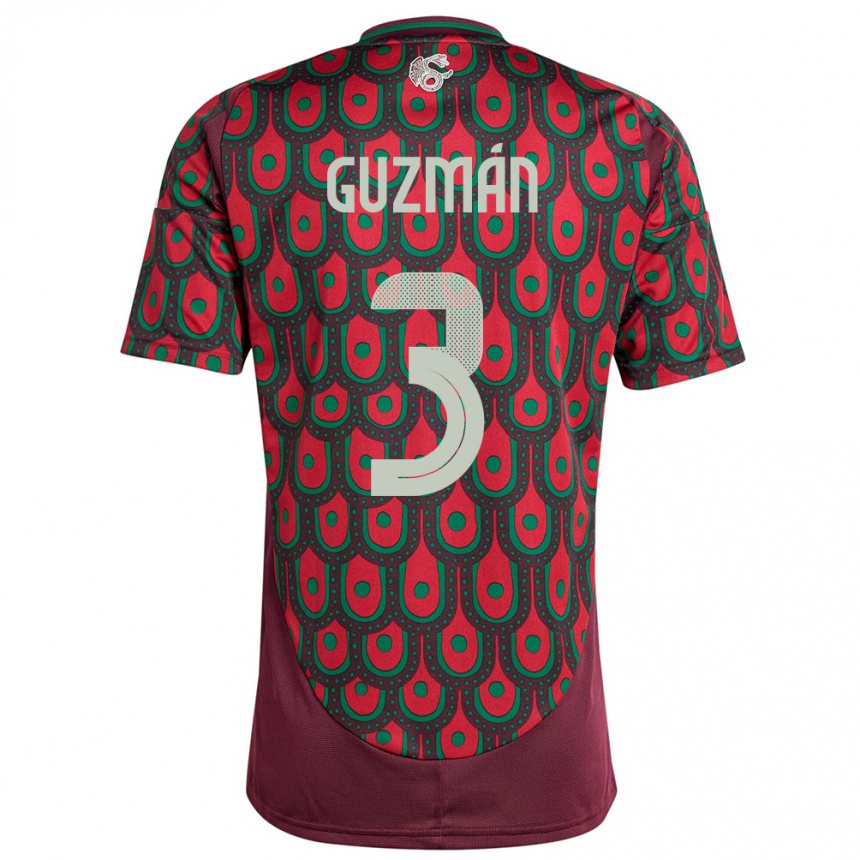 Niño Fútbol Camiseta México Victor Guzman #3 Granate 1ª Equipación 24-26 Argentina