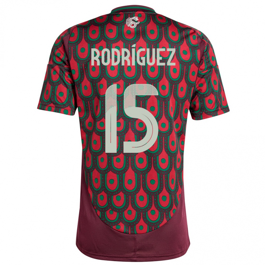 Niño Fútbol Camiseta México Jorge Rodriguez #15 Granate 1ª Equipación 24-26 Argentina