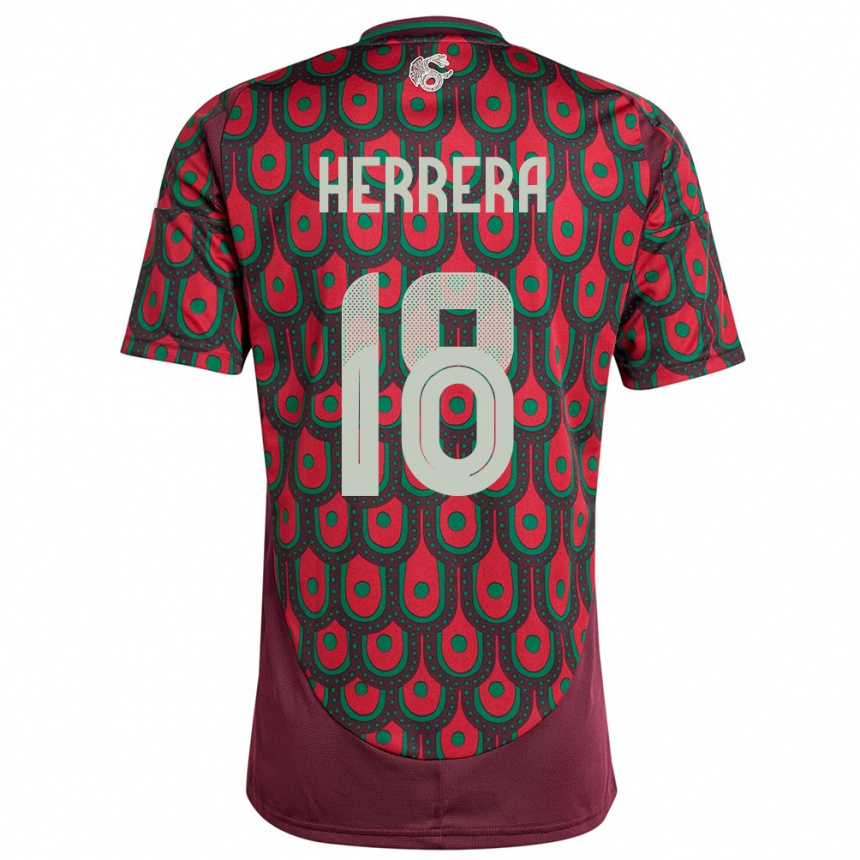 Niño Fútbol Camiseta México Ozziel Herrera #18 Granate 1ª Equipación 24-26 Argentina