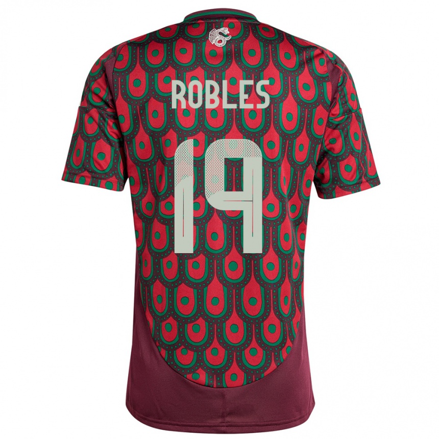 Niño Fútbol Camiseta México Angel Robles #19 Granate 1ª Equipación 24-26 Argentina