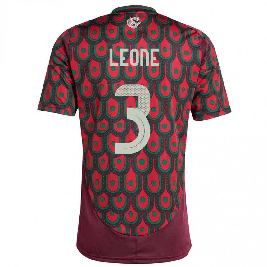 Niño Fútbol Camiseta México Antonio Leone #3 Granate 1ª Equipación 24-26 Argentina