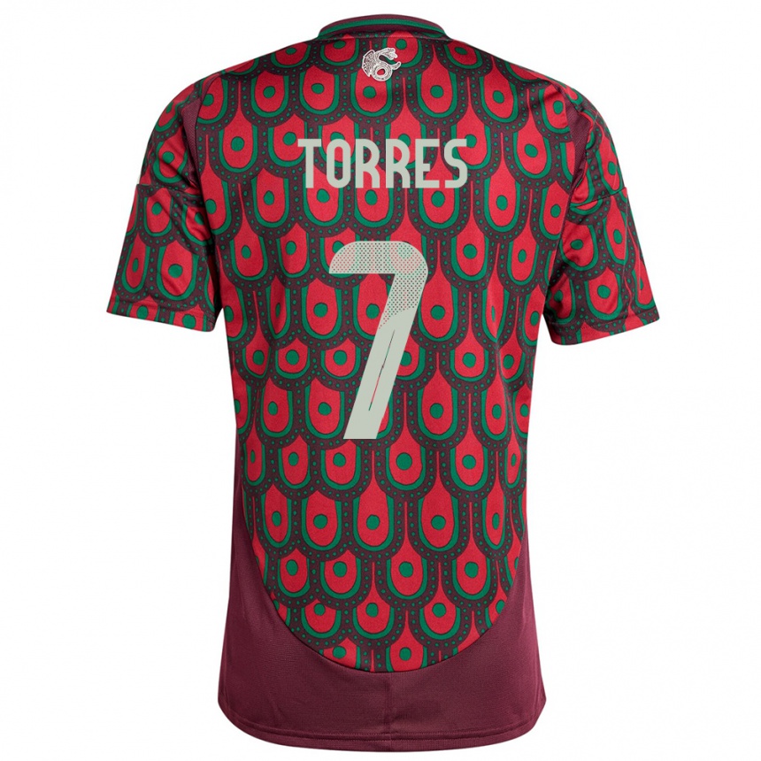 Niño Fútbol Camiseta México Christian Torres #7 Granate 1ª Equipación 24-26 Argentina