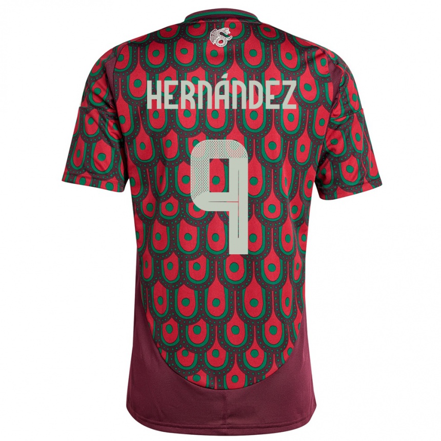 Niño Fútbol Camiseta México Jesus Hernandez #9 Granate 1ª Equipación 24-26 Argentina