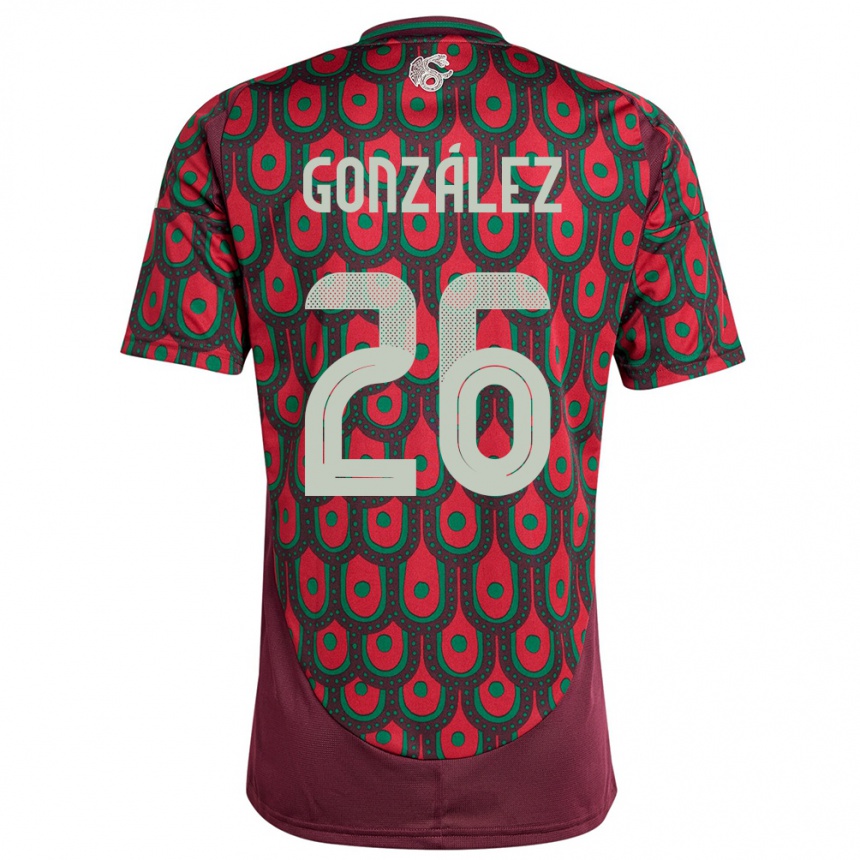 Niño Fútbol Camiseta México Bryan Gonzalez #26 Granate 1ª Equipación 24-26 Argentina