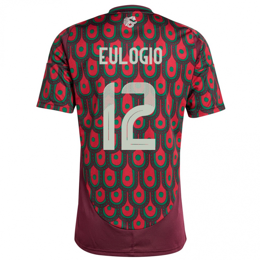 Niño Fútbol Camiseta México Jose Eulogio #12 Granate 1ª Equipación 24-26 Argentina