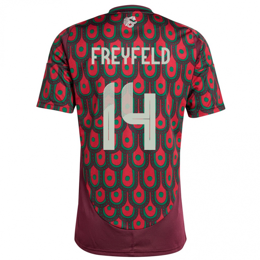 Niño Fútbol Camiseta México Emiliano Freyfeld #14 Granate 1ª Equipación 24-26 Argentina