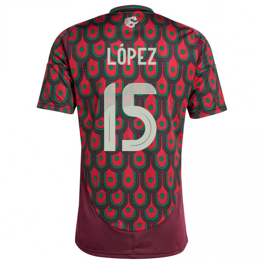 Niño Fútbol Camiseta México Everardo Lopez #15 Granate 1ª Equipación 24-26 Argentina