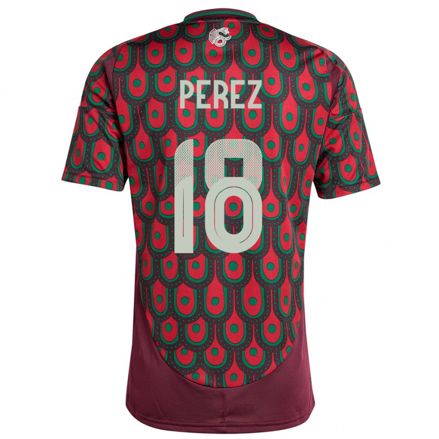 Niño Fútbol Camiseta México Jonathan Perez #18 Granate 1ª Equipación 24-26 Argentina