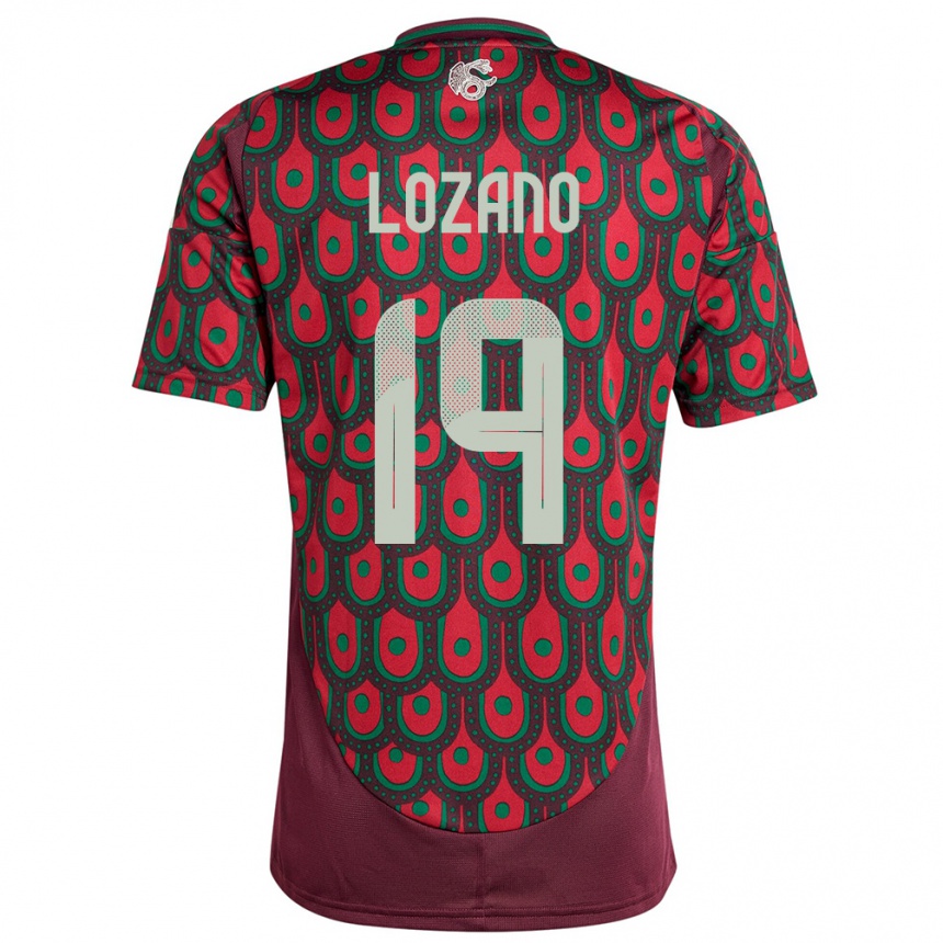 Niño Fútbol Camiseta México Esteban Lozano #19 Granate 1ª Equipación 24-26 Argentina