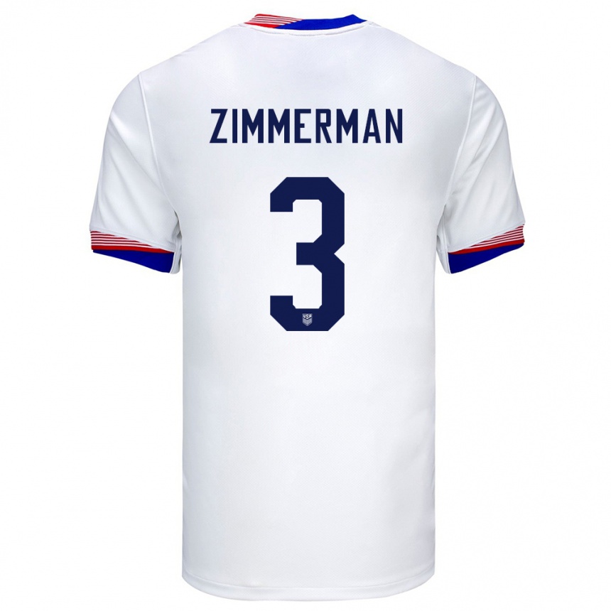 Niño Fútbol Camiseta Estados Unidos Walker Zimmerman #3 Blanco 1ª Equipación 24-26 Argentina