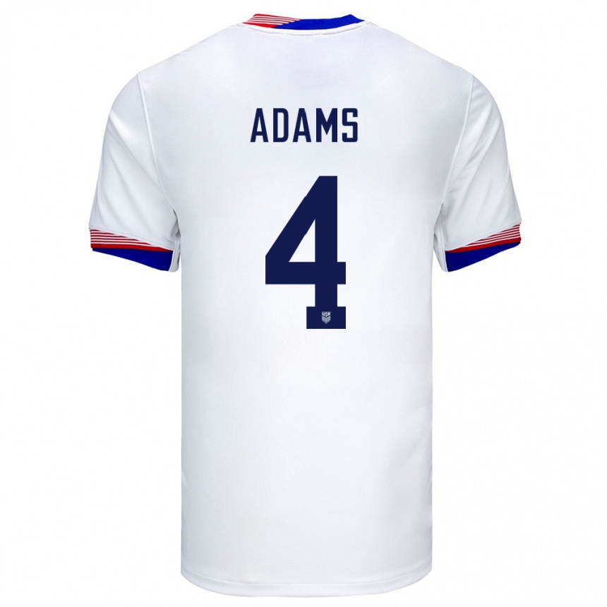 Niño Fútbol Camiseta Estados Unidos Tyler Adams #4 Blanco 1ª Equipación 24-26 Argentina