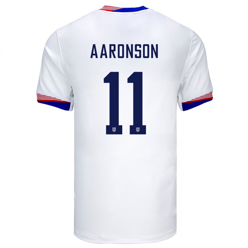 Niño Fútbol Camiseta Estados Unidos Brenden Aaronson #11 Blanco 1ª Equipación 24-26 Argentina