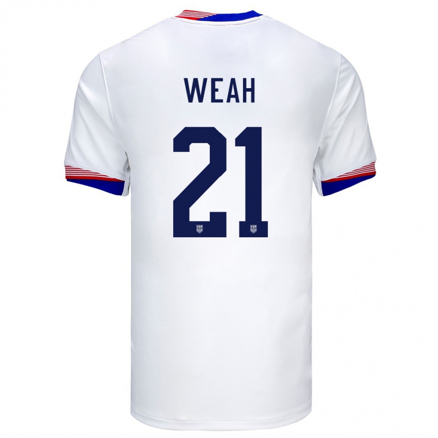 Niño Fútbol Camiseta Estados Unidos Timothy Weah #21 Blanco 1ª Equipación 24-26 Argentina