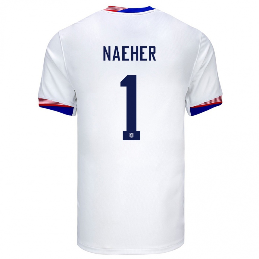 Niño Fútbol Camiseta Estados Unidos Alyssa Naeher #1 Blanco 1ª Equipación 24-26 Argentina