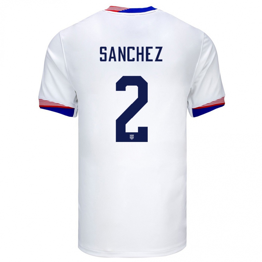 Niño Fútbol Camiseta Estados Unidos Ashley Sanchez #2 Blanco 1ª Equipación 24-26 Argentina