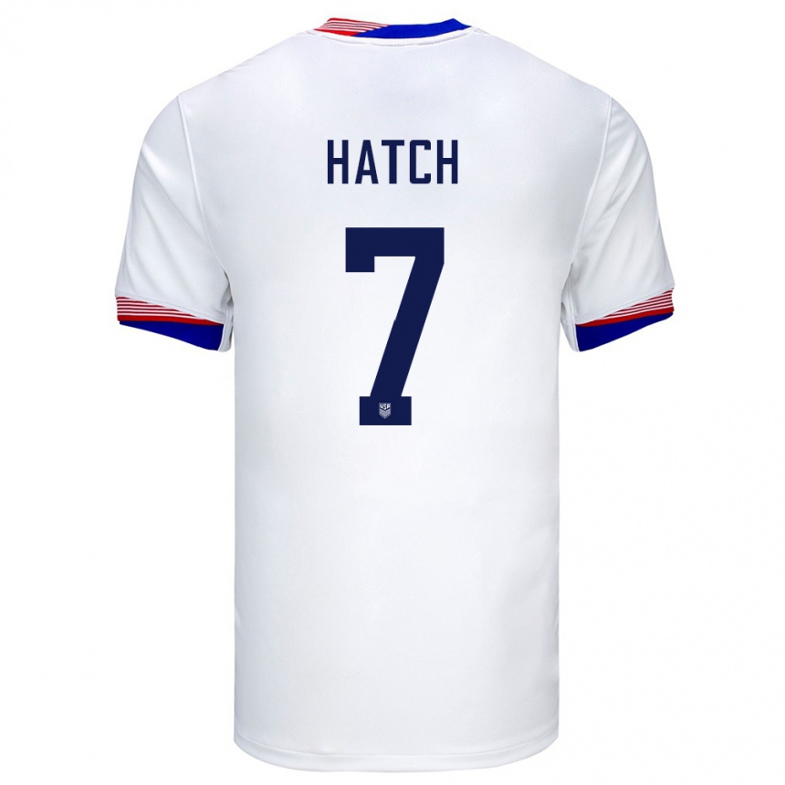 Niño Fútbol Camiseta Estados Unidos Ashley Hatch #7 Blanco 1ª Equipación 24-26 Argentina