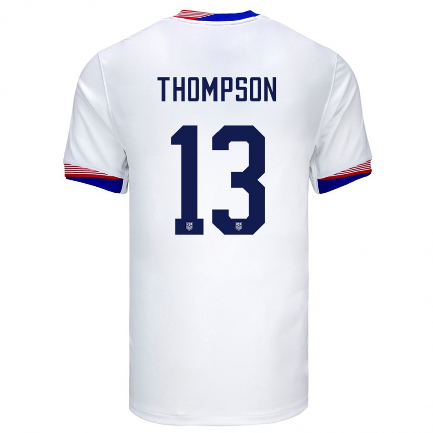 Niño Fútbol Camiseta Estados Unidos Alyssa Thompson #13 Blanco 1ª Equipación 24-26 Argentina