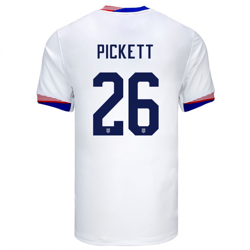 Niño Fútbol Camiseta Estados Unidos Carson Pickett #26 Blanco 1ª Equipación 24-26 Argentina