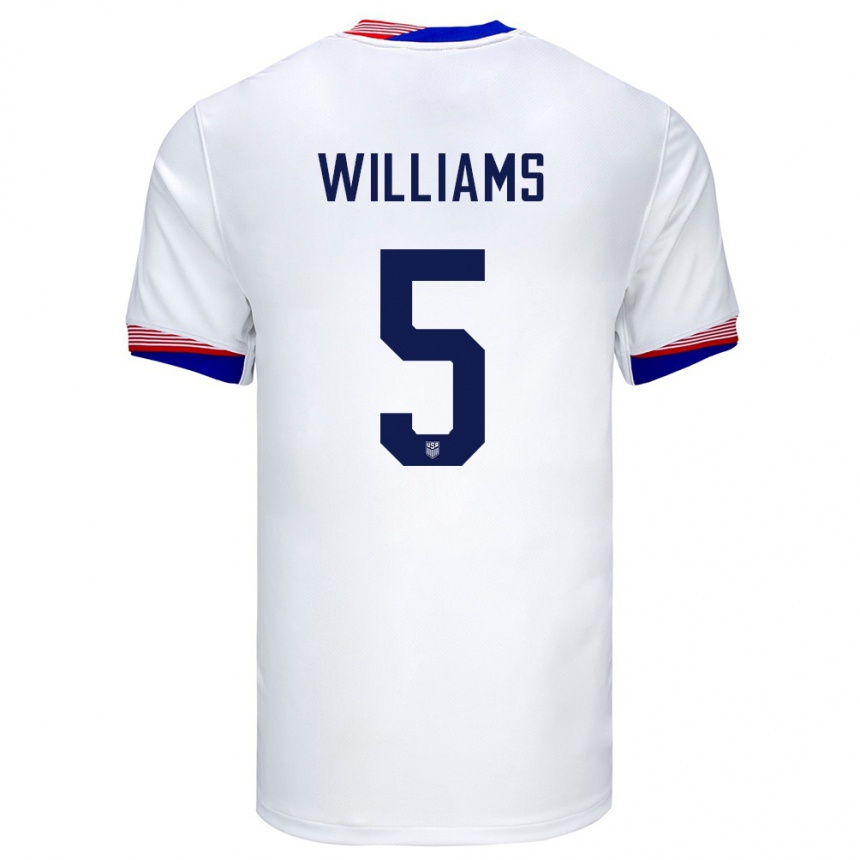 Niño Fútbol Camiseta Estados Unidos Thomas Williams #5 Blanco 1ª Equipación 24-26 Argentina