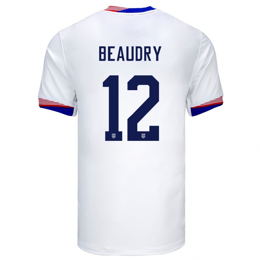 Niño Fútbol Camiseta Estados Unidos Adam Beaudry #12 Blanco 1ª Equipación 24-26 Argentina