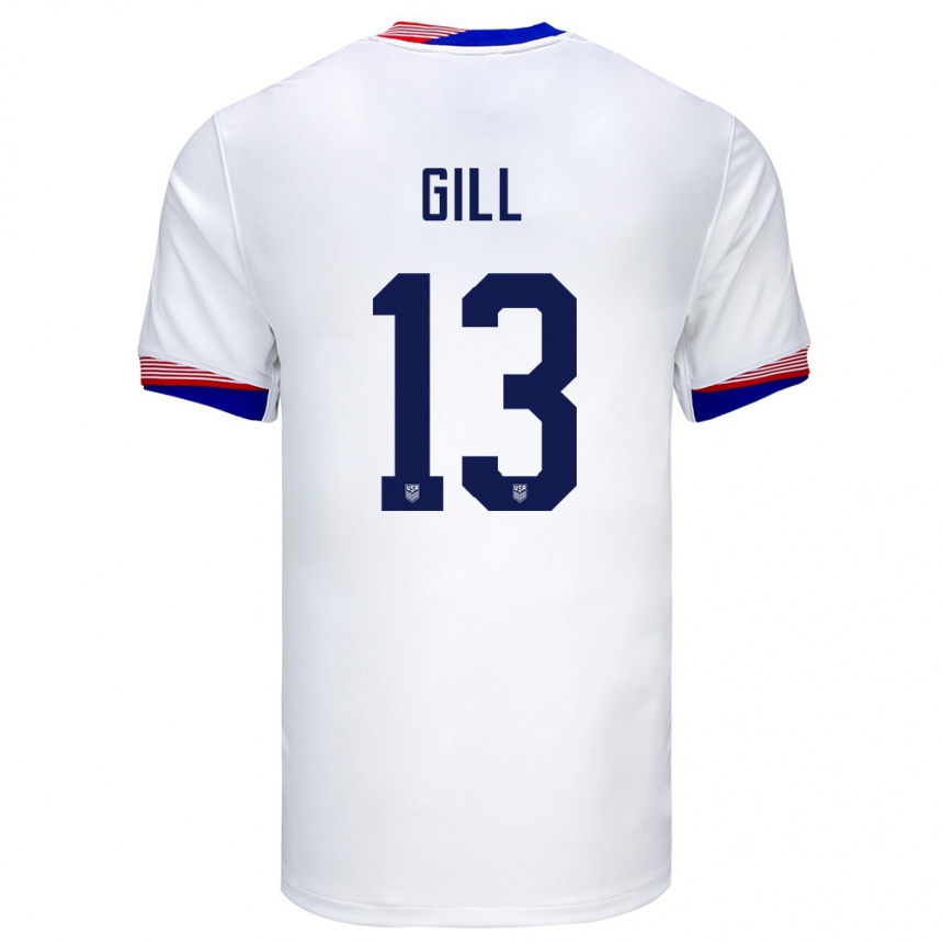 Niño Fútbol Camiseta Estados Unidos Adrian Gill #13 Blanco 1ª Equipación 24-26 Argentina