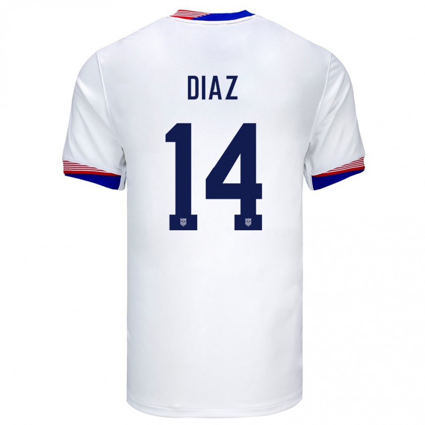 Niño Fútbol Camiseta Estados Unidos Christian Diaz #14 Blanco 1ª Equipación 24-26 Argentina