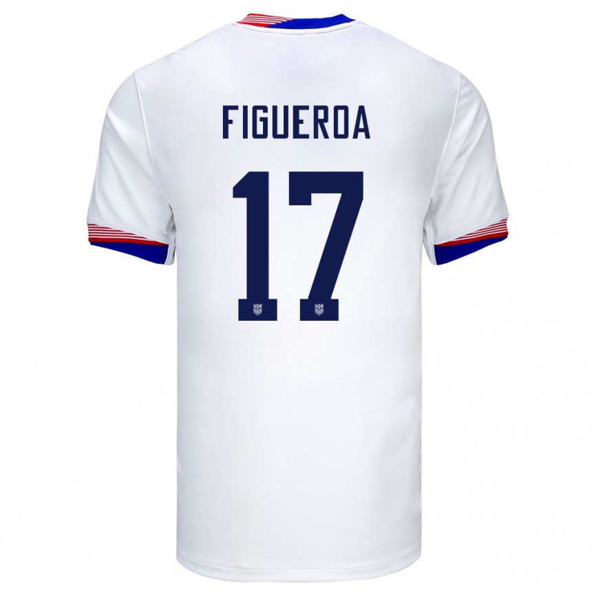 Niño Fútbol Camiseta Estados Unidos Keyrol Figueroa #17 Blanco 1ª Equipación 24-26 Argentina