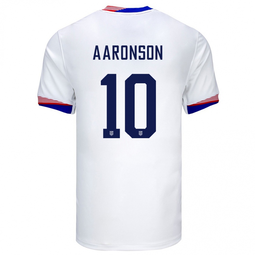 Niño Fútbol Camiseta Estados Unidos Paxten Aaronson #10 Blanco 1ª Equipación 24-26 Argentina