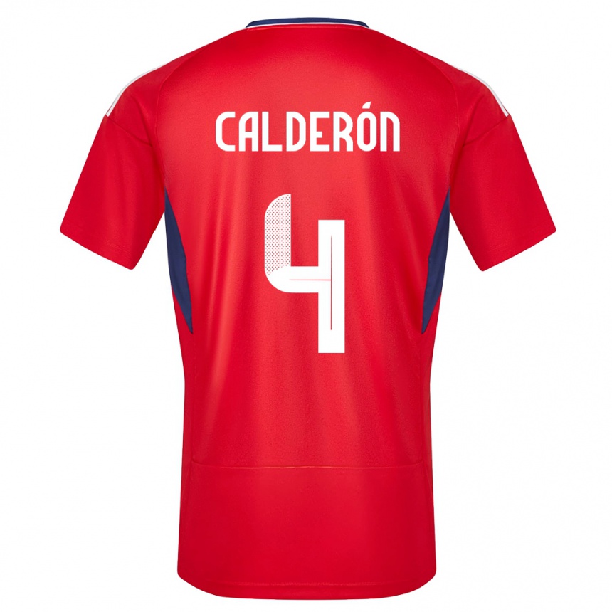 Niño Fútbol Camiseta Costa Rica Brandon Calderon #4 Rojo 1ª Equipación 24-26 Argentina