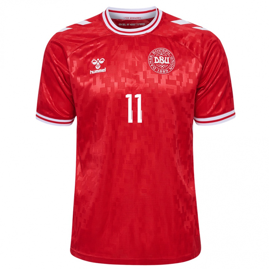 Niño Fútbol Camiseta Dinamarca Andreas Skov Olsen #11 Rojo 1ª Equipación 24-26 Argentina