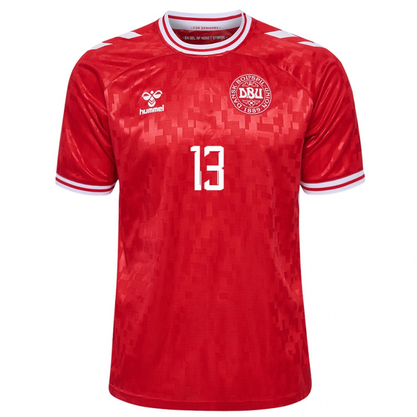 Niño Fútbol Camiseta Dinamarca Sofie Junge #13 Rojo 1ª Equipación 24-26 Argentina