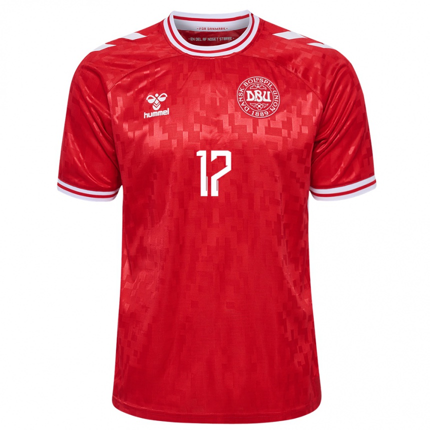 Niño Fútbol Camiseta Dinamarca Nicolas Madsen #17 Rojo 1ª Equipación 24-26 Argentina