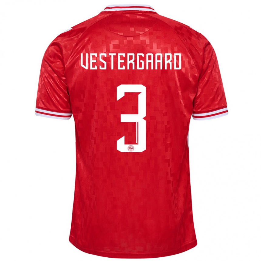 Niño Fútbol Camiseta Dinamarca Jannik Vestergaard #3 Rojo 1ª Equipación 24-26 Argentina