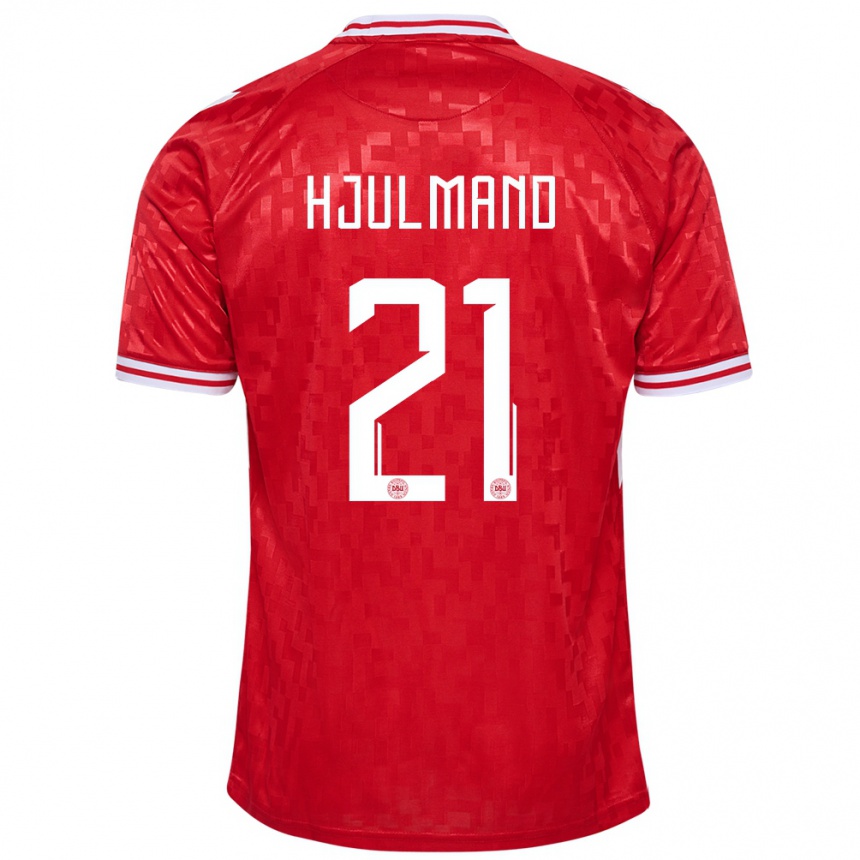 Niño Fútbol Camiseta Dinamarca Morten Hjulmand #21 Rojo 1ª Equipación 24-26 Argentina