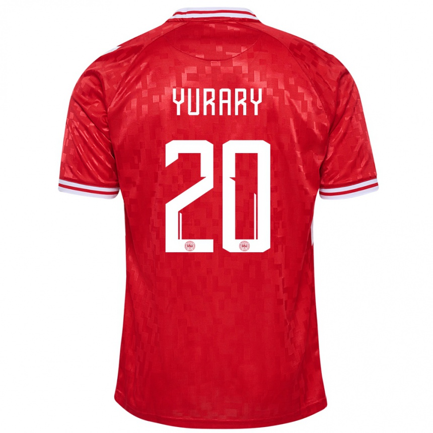 Niño Fútbol Camiseta Dinamarca Yussuf Poulsen #20 Rojo 1ª Equipación 24-26 Argentina