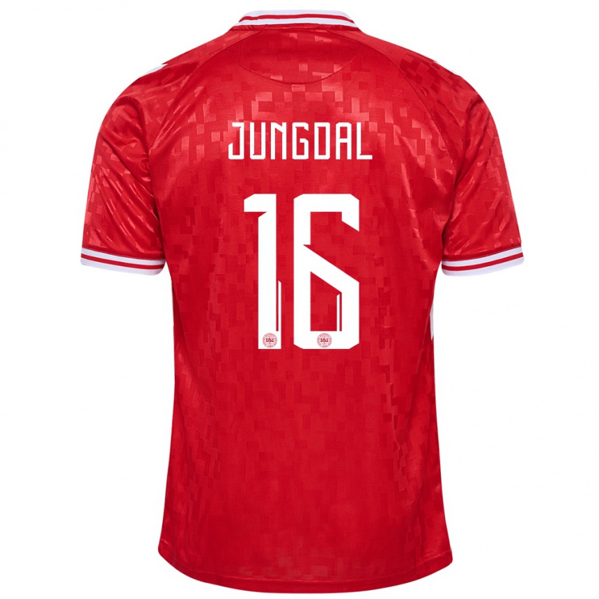 Niño Fútbol Camiseta Dinamarca Andreas Jungdal #16 Rojo 1ª Equipación 24-26 Argentina